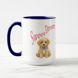 Taza Personalized "Sweet Dream" Puppy Dog Watercolor Mu