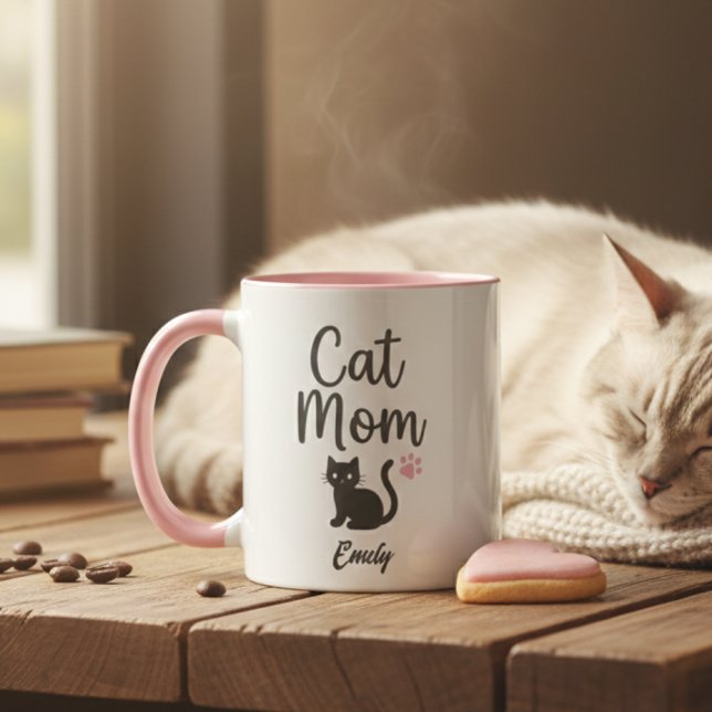 Taza Personalized Two-Tone Cat Mom Mug (Subido por el creador)