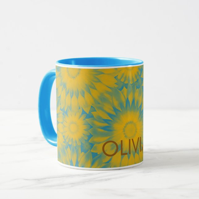 Taza Personalized Vibrant Sunflower Tie-Dye Art (Anverso izquierdo)