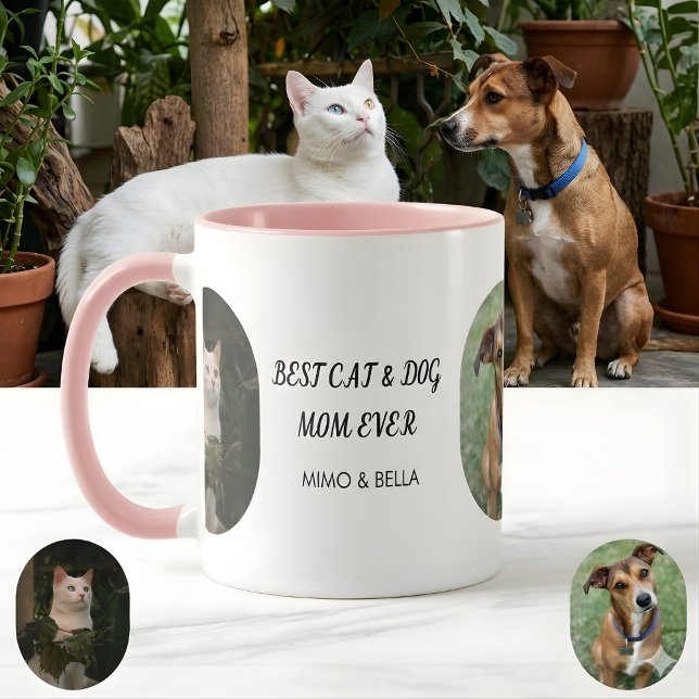 Taza Personalized with Mimo & Bella Best Cat & Dog Mom  (Subido por el creador)