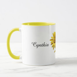Taza Personalized Yellow Daisy Floral