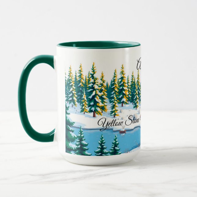 Taza Personalized Yellowstone Winter Scene Coffee (Izquierda)