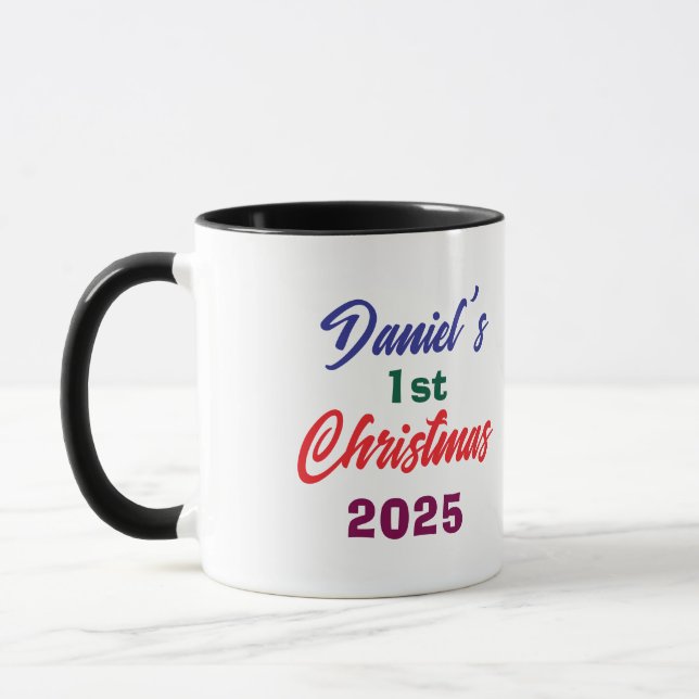 Taza Personlized Photo Daniel's 1st Christmas Tree  (Izquierda)