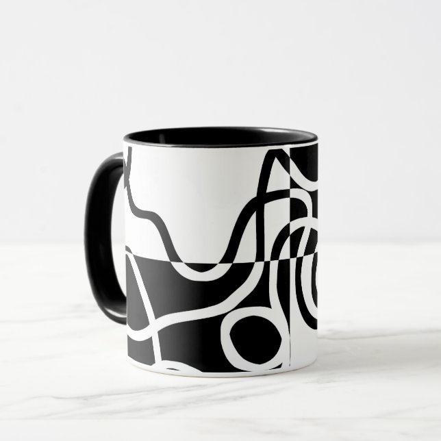 Taza Persuasión lineal II: Resumen en blanco y negro (Anverso izquierdo)
