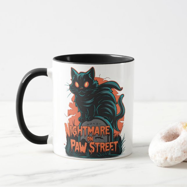 Taza Pesadilla de Halloween entre horror y fantasía (Con donut)
