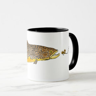 Taza Pesca con mosca de la trucha de Brown