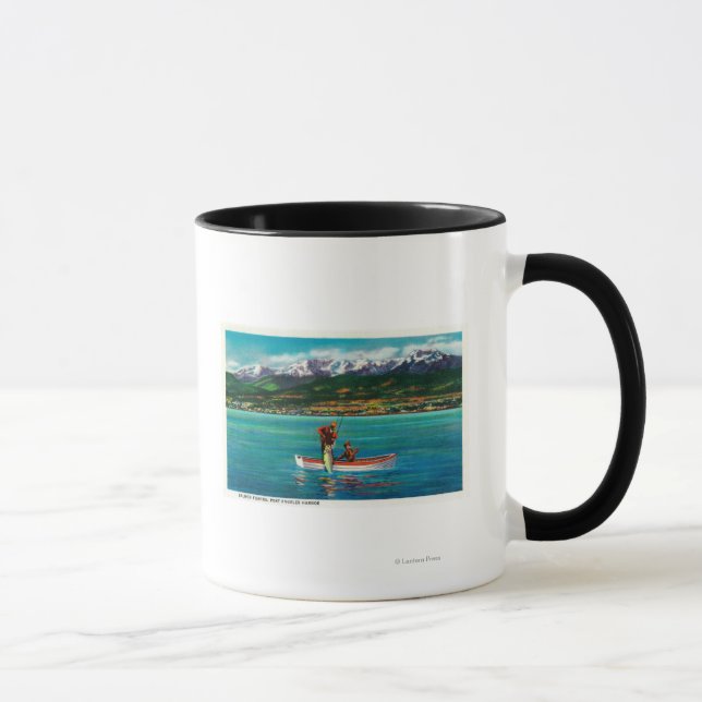 Taza Pesca de salmón en el puerto de Port Angeles (Derecha)