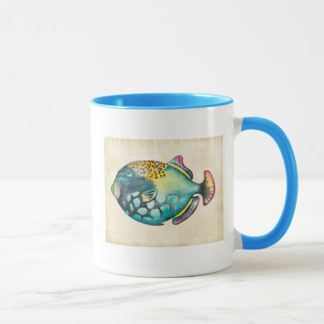 Taza Pescado acuario azul y púrpura (Derecha)