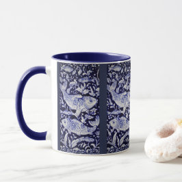 Taza Pescado de Koi azul y blanco Índigo índigo íntimo