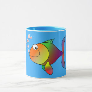 Taza Pescado de oro alegre, azul claro