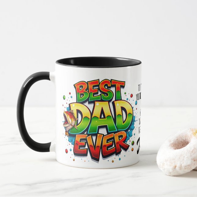 Taza Pescado Mejor Papá Cita Graffiti (Con donut)