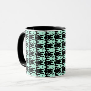 Taza Pescado moderno, acuático y negro de mediados de s