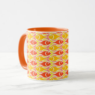 Taza Pescado moderno de medio siglo, naranja de mandari