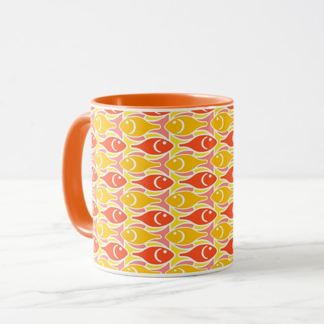 Taza Pescado moderno de medio siglo, naranja de mandari (Anverso izquierdo)