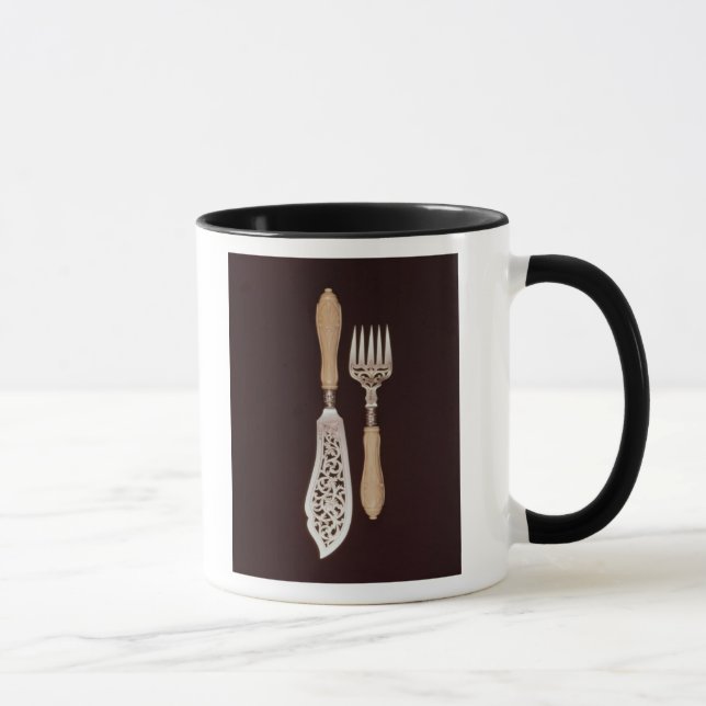 Taza Pescado-servidores con las manijas de marfil (Derecha)