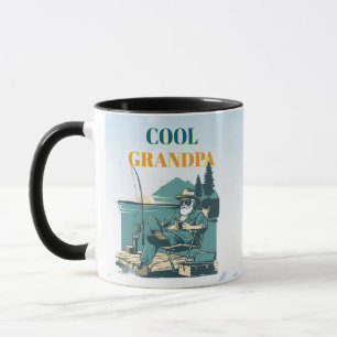 Taza Pescador Antiguo En El Muelle Diseño Retro De Pesc