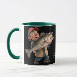 Taza Pescador lindo/feliz con un café mágico de peces g