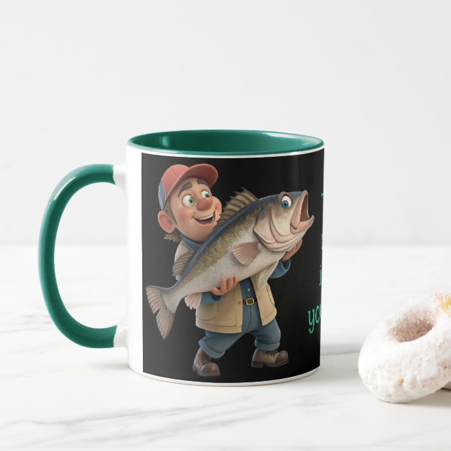 Taza Pescador lindo/feliz con un café mágico de peces g (Con donut)