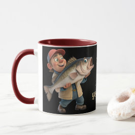 Taza Pescador lindo/feliz con un café mágico de peces g