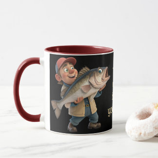 Taza Pescador lindo/feliz con un café mágico de peces g