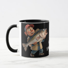 Taza Pescador lindo/feliz con un café mágico de peces g