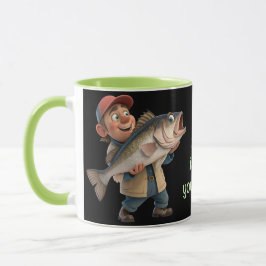 Taza Pescador lindo/feliz con un café mágico de peces g