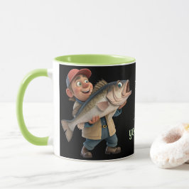 Taza Pescador lindo/feliz con un café mágico de peces g