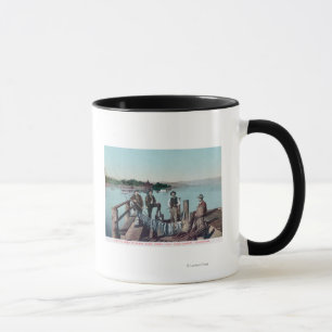 Taza Pescadores que muestran la captura del día