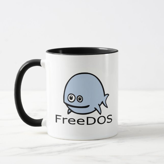 Taza Pescados de FreeDos - azul con nombre (Izquierda)