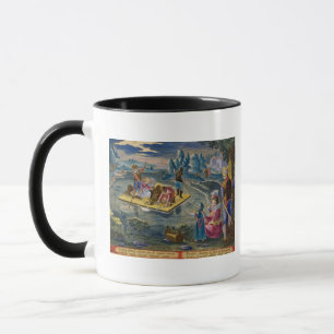 Taza Pescando en un lago en la noche, platee 101 de