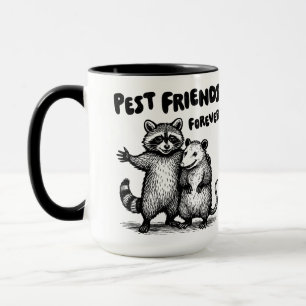 Taza Pest Friends Forever Black Print