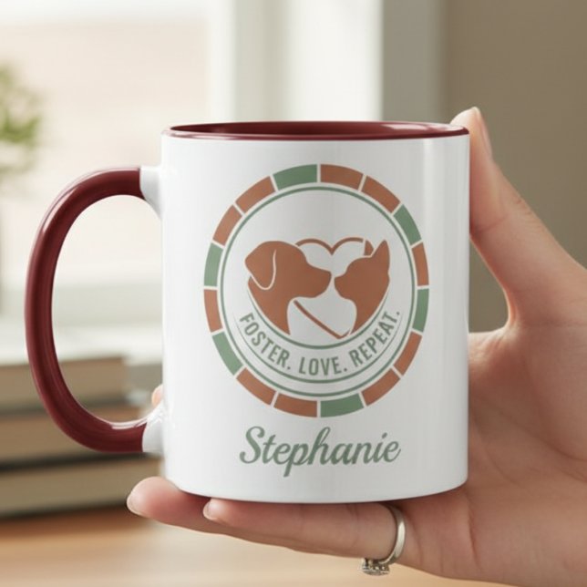 Taza Pet Foster Parent Mug - Dog Cat Heart Design (Pet foster coffee mug)