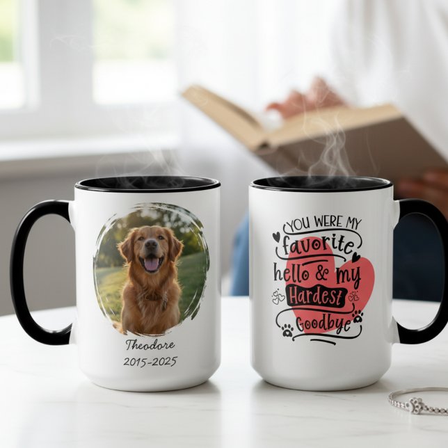Taza Pet Memorial Mug - Photo & Dates (Pet memorial coffee mug)