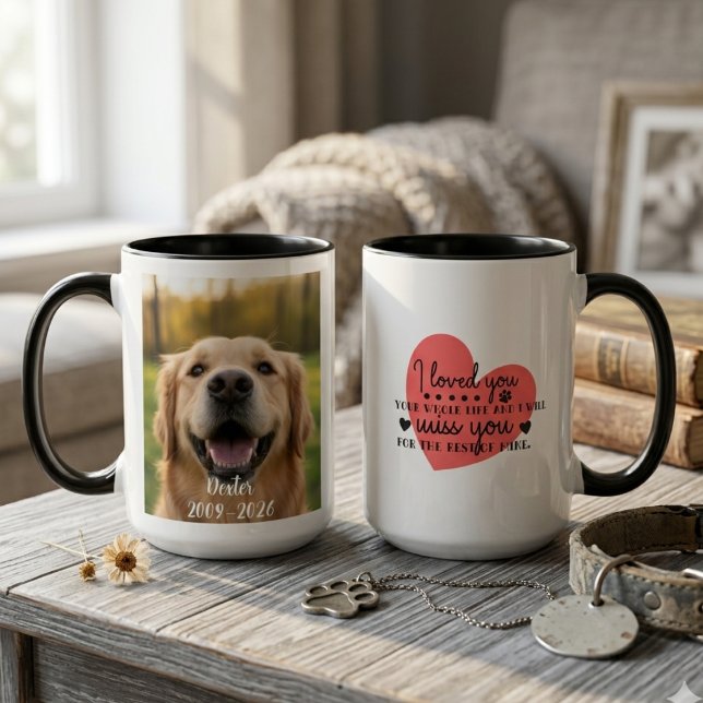 Taza Pet Memorial Sympathy Gift Loved Your Whole Life (Pet memorial dog loss photo sympathy mug)