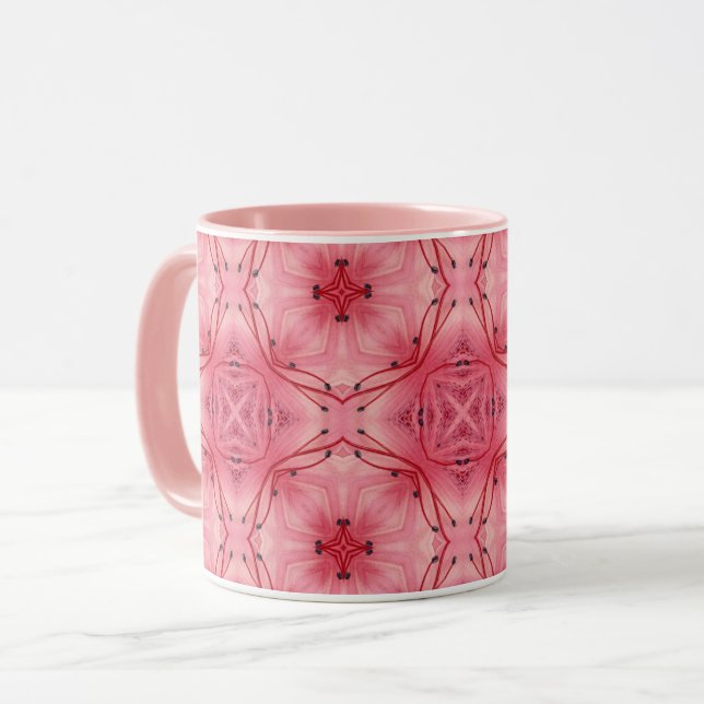 Taza Pétalos de flor abstractos en rosa de coral suave (Anverso izquierdo)