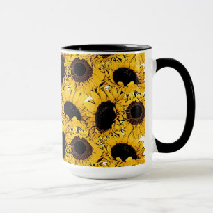 Taza pétalos de girasoles nadan bucean naturaleza marin