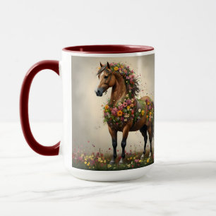 Taza Pétalos Y Canteras: Jardín De Fantasía De Caballos