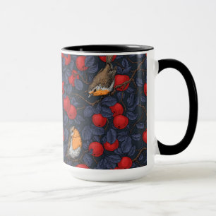 Taza Petirrojos en el manzano/azul y rojo