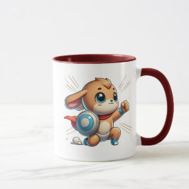 Taza Petit chiot super-héros avec bouclier.