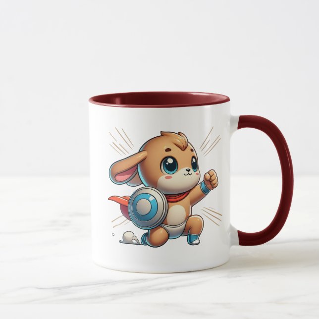 Taza Petit chiot super-héros avec bouclier. (Derecha)