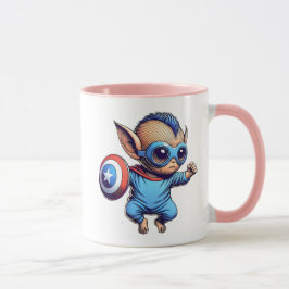 Taza Petit extraterrestre super-héros avec bouclier.
