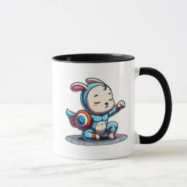 Taza Petit lapin héros en combinaison bleue.