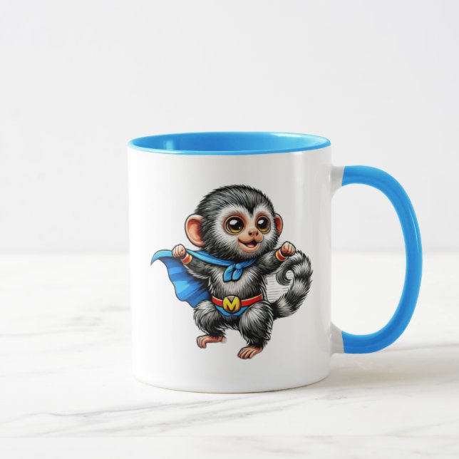 Taza Petit singe super-héros tout mignon. (Derecha)