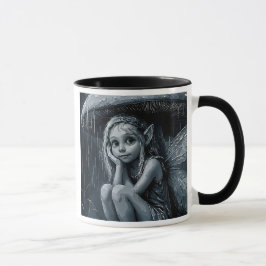 Taza Petite fée mélancolique sous la pluie.