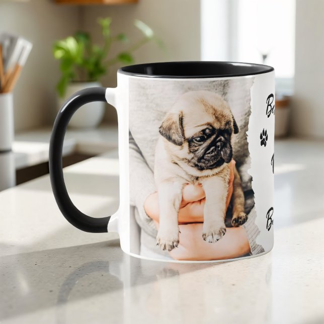 Taza Pet's Cool Modern Simple Typography Name and Photo (Subido por el creador)