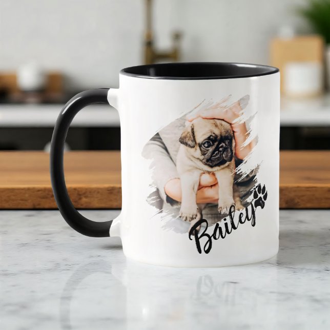 Taza Pet's Modern Simple Cool Typography Name and Photo (Subido por el creador)