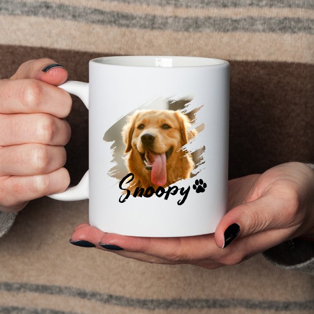 Taza Pet's Simple Modern Cool Typography Name and Photo (Subido por el creador)