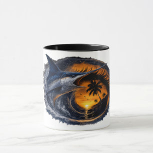 Taza Pez Espada Ola de Atardecer – Arte Oceánico Tropic