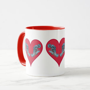 Taza Pez Grouper - Corazones Rojos, dispuestos horizont