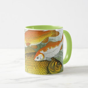 Taza Pez Koi Goldfish, Vida Marina Acuática Antigua